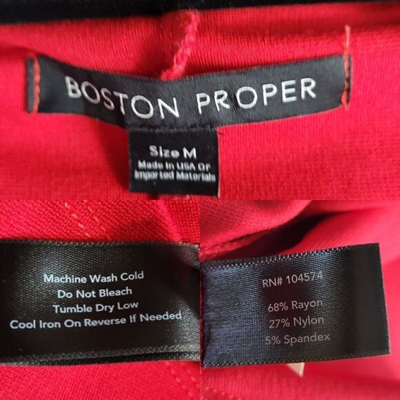 Boston Proper Dress Off Shoulder 3/4 Sleeve Tea Length Fit & Flare Stretch Red M - Picture 4 of 12